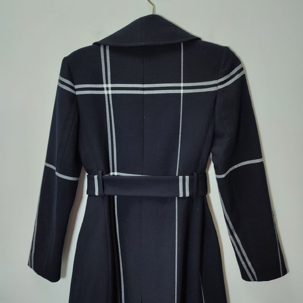 Club Monaco plaid coat dark blue white lines - Picture 5 of 13